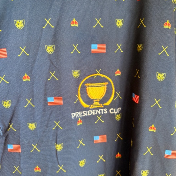 BRAND NEW FJ GOLF Polo Presidents Cup USA flag lightweight polyester NWT - Picture 3 of 11